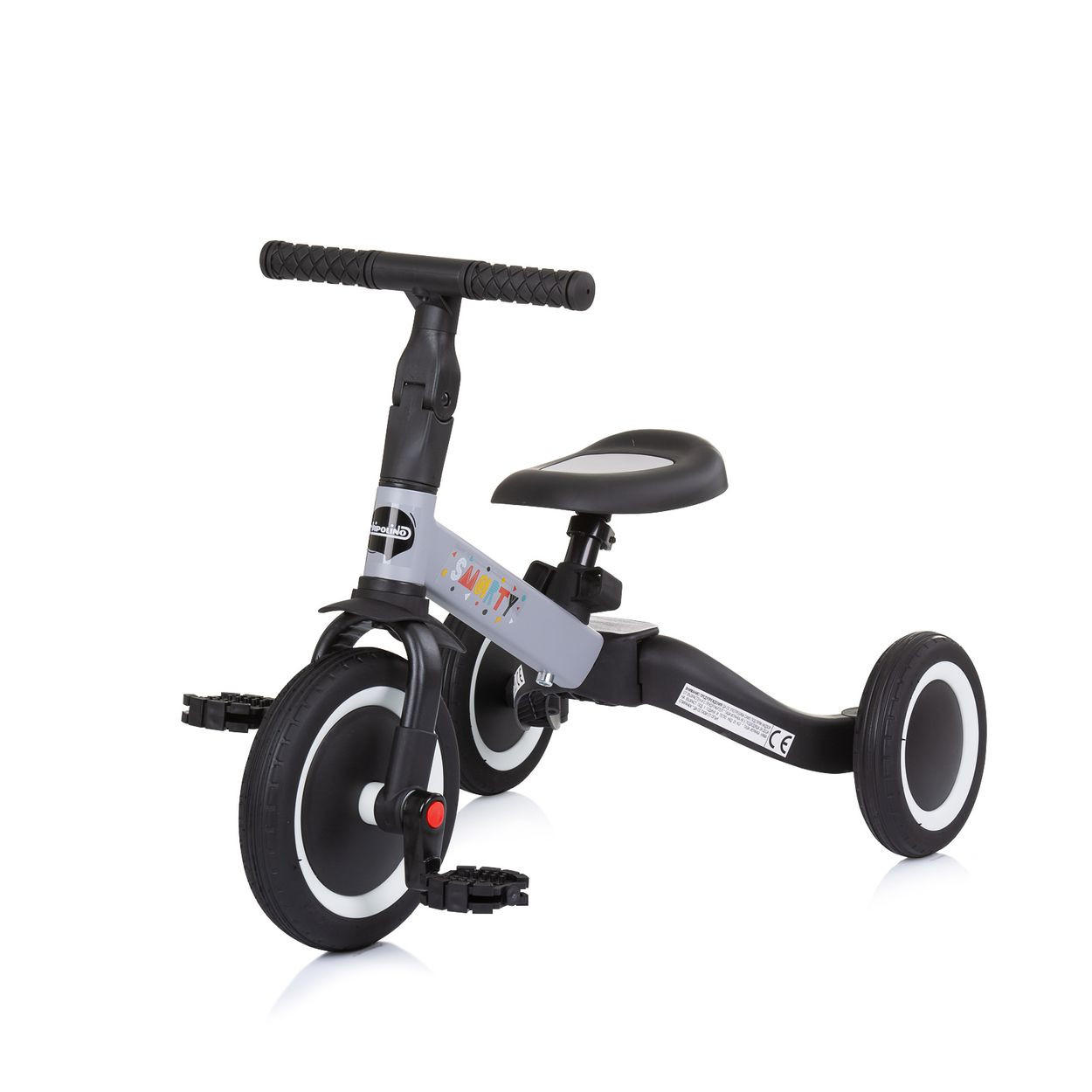 DREIRAD Smarty 2 in 1 grau Laufrad Gummireifen umbaubar Pedale verstellbar - Grau, Metall (67/46/52cm) - Chipolino