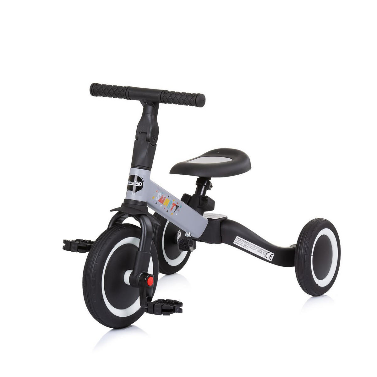 DREIRAD Smarty 2 in 1 grau Laufrad Gummireifen umbaubar Pedale verstellbar - Grau, Metall (67/46/52cm) - Chipolino