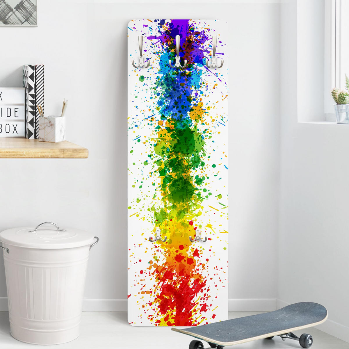WANDGARDEROBE - Rainbow Splatter 34/105 cm - Multicolor, Holzwerkstoff (34/105/1.6cm) - Bilderwelten