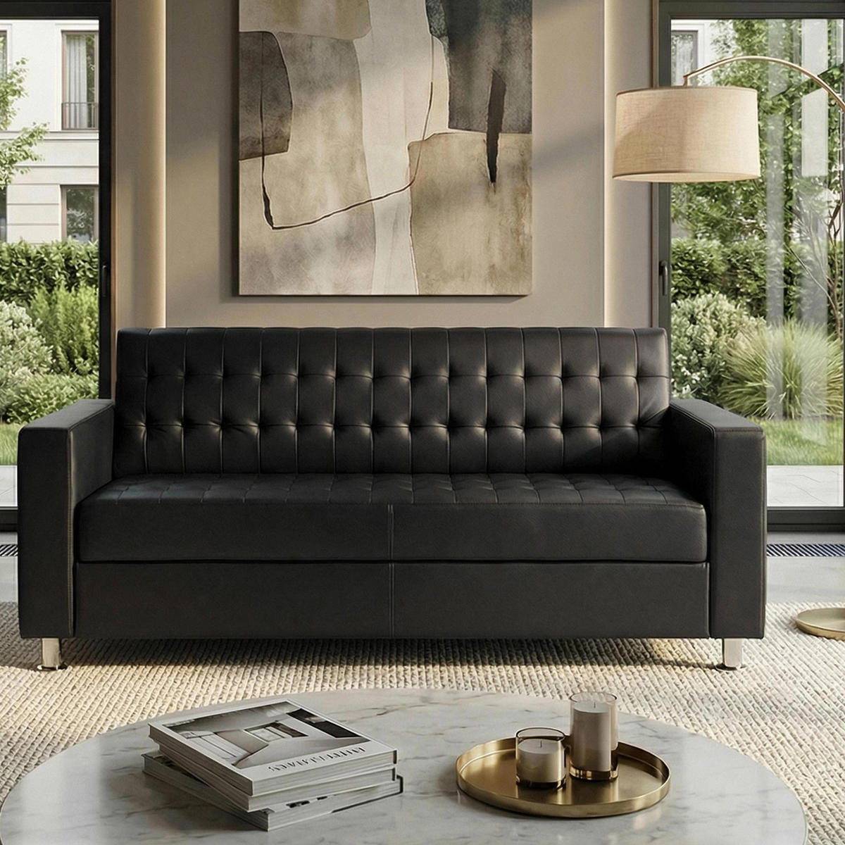 3ER SOFA Schwarz - Schwarz, Textil (180/82/75cm) - MCW