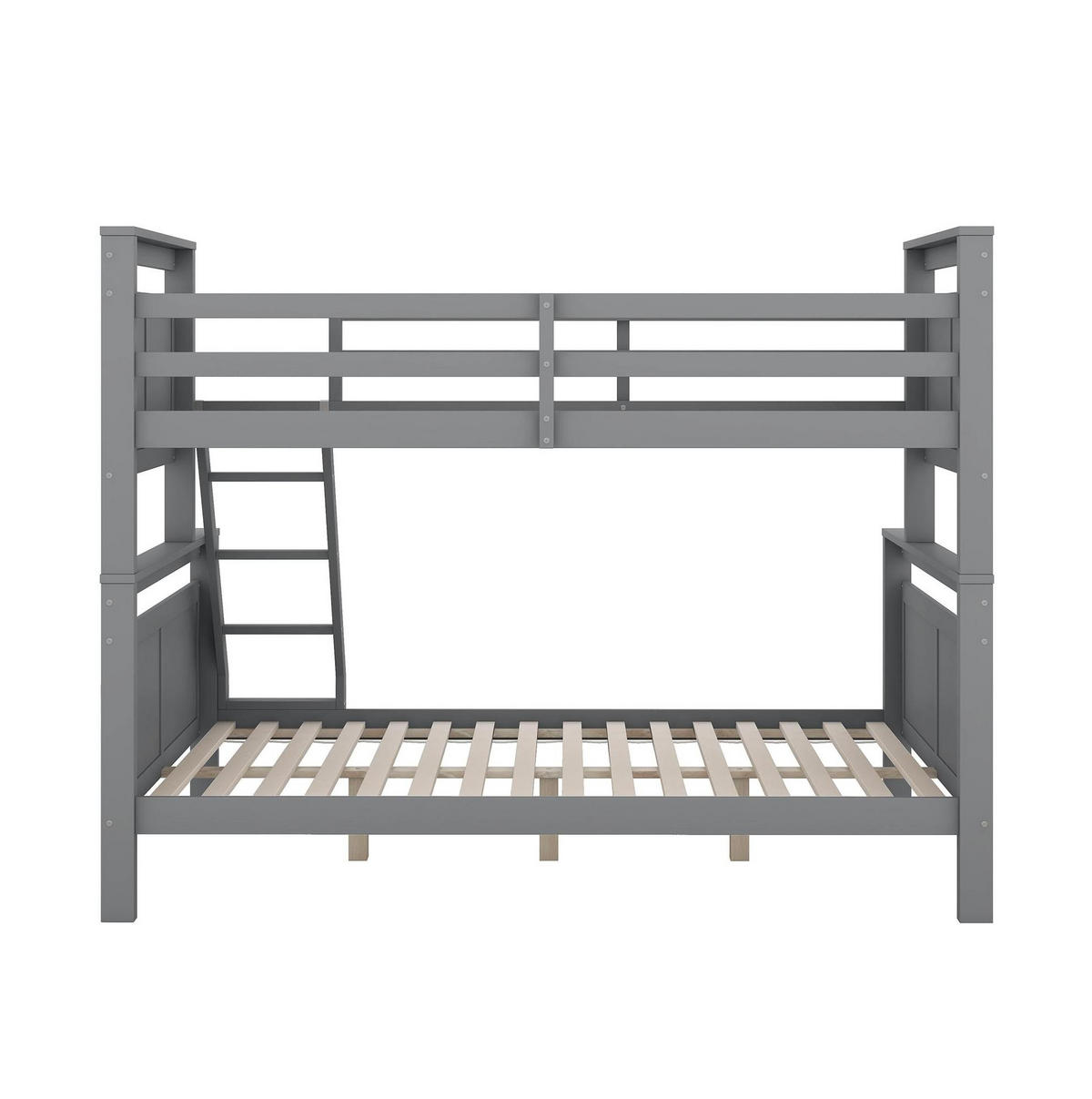 ETAGENBETT mit Leiter und Sicherheitsgeländer, umbaubar, grau, 90/140 cm - Grau, Holz (140/200cm) - MIVRAY