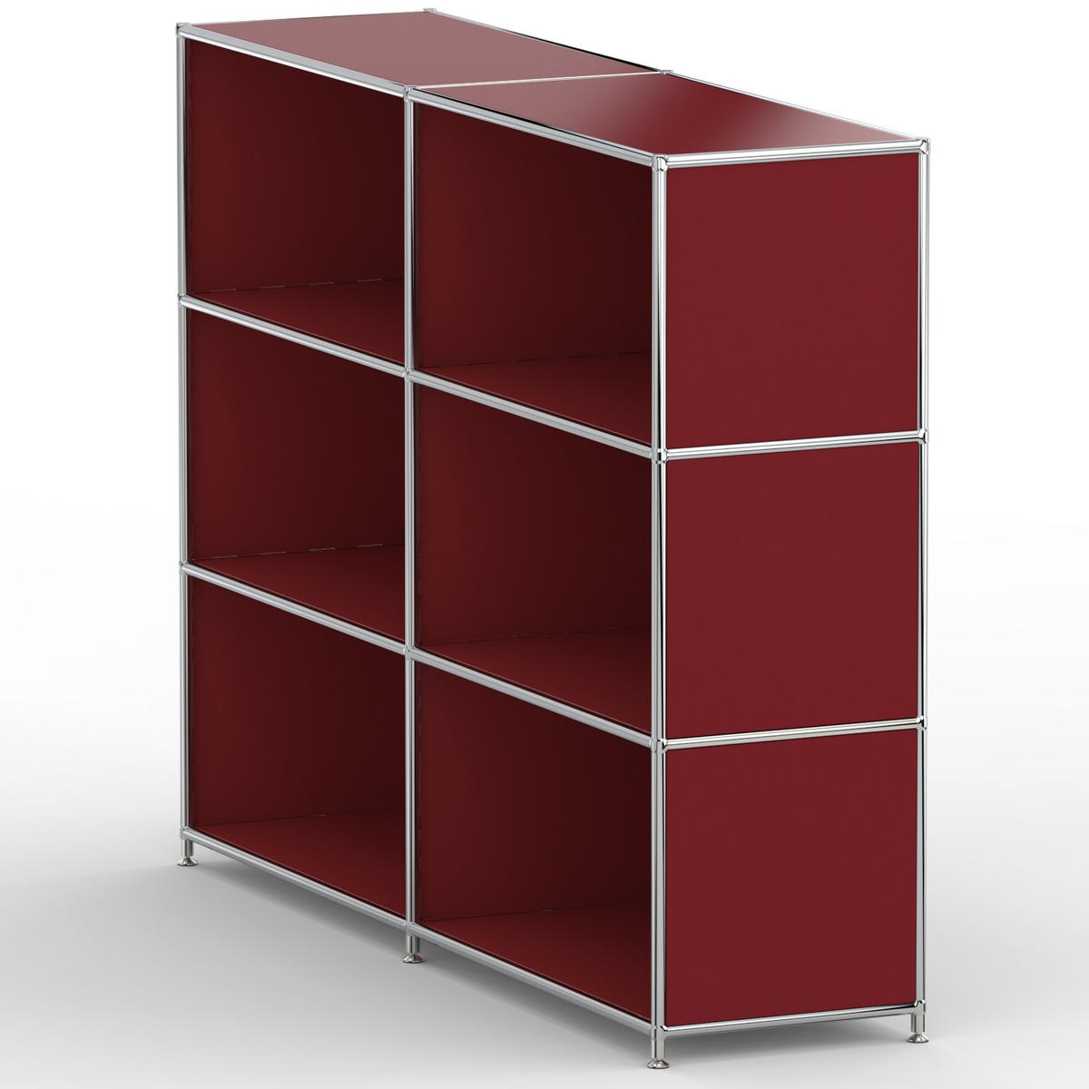 AKTENSCHRANK Büro, 6 offene Fächer, Breite 152 cm, Rubinrot - Chromfarben/Rot, Metall (40/118/152.2cm) - Versee