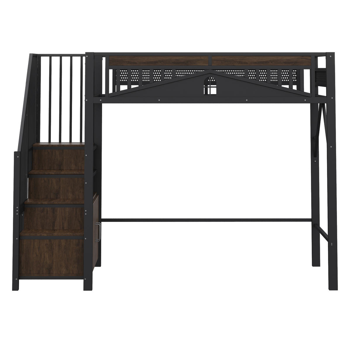 HOCHBETT 90/200 cm Schwarz aus Metall mit Stauraum - Schwarz, Metall (90/200cm) - OKMYHOME