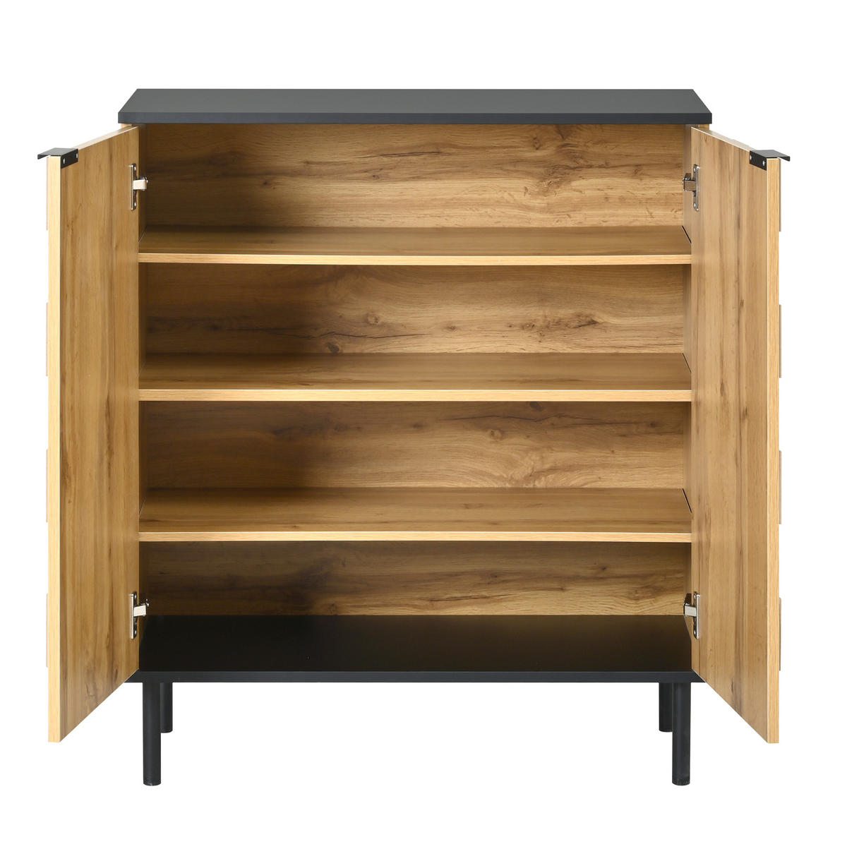 SCHUHSCHRANK 80/35/91,5 cm mit 2 Türen, höhenverstellbaren Fächern und Mosaikfront, Natur - Naturfarben, Holzwerkstoff (80/91/35cm) - Redom