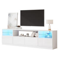 TV SKŘÍŇKA v bílé barvě s LED osvětlením do obýváku, Š180/H35/V60 cm - bílá, kompozitní dřevo/sklo (180/60/35cm) - STILVORA