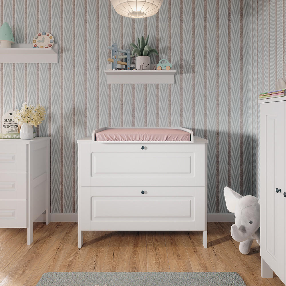 WICKELKOMMODE Ajaton Weiß 108 x 98 cm mit 2 Schubladen - Weiß, Holzwerkstoff (108/98/70cm) - VitaliSpa