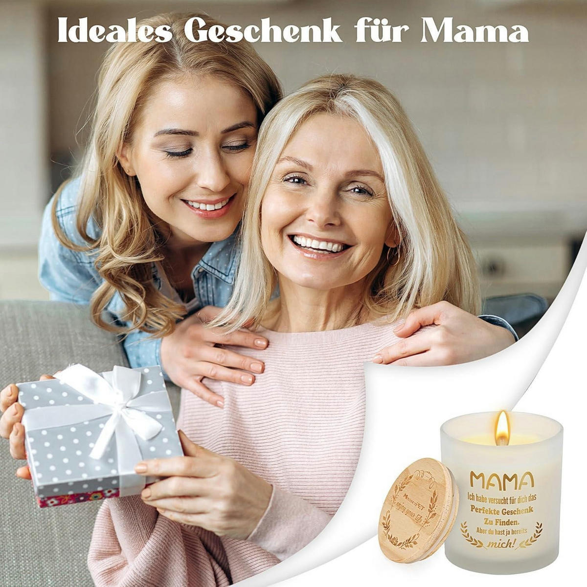DUFTKERZE Lavendel im Glas Geschenkset 50 Stunden Brenndauer - Weiß, Paraffin (9cm)