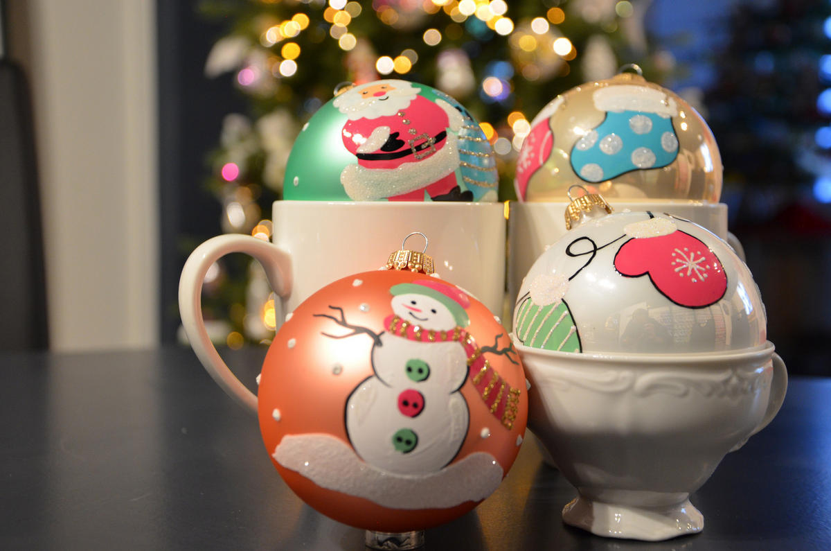 CHRISTBAUMKUGELN American Diner Mehrfarbig 8cm (Glas / 4 Stk.) - Multicolor, Glas (8/8/8cm) - Krebs Glas Lauscha