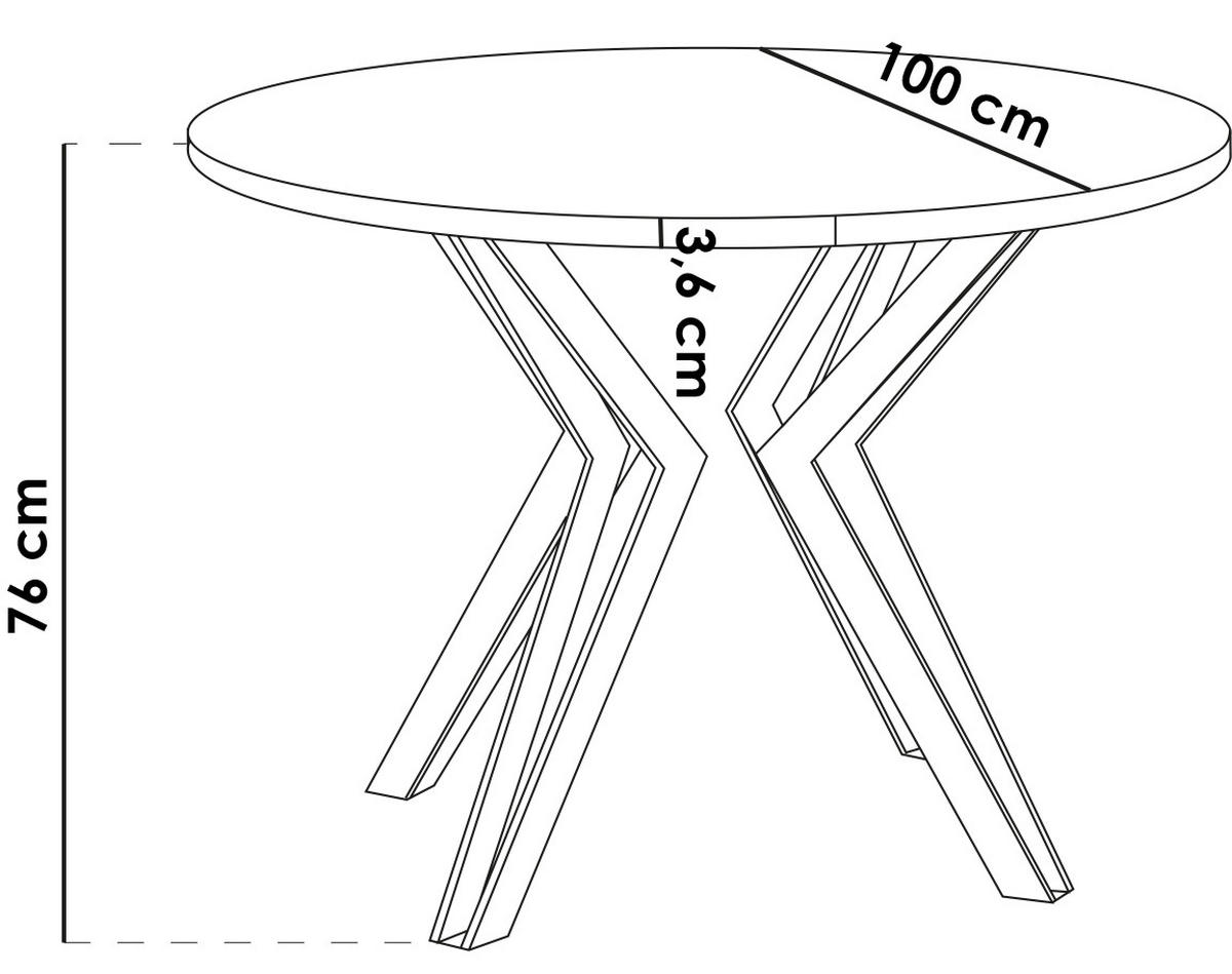 ESSTISCH Revena runder ausziehbarer, Schwarz 100-180/100/76 cm - Schwarz, Holzwerkstoff/Metall (100/100/76cm) - WFL GROUP
