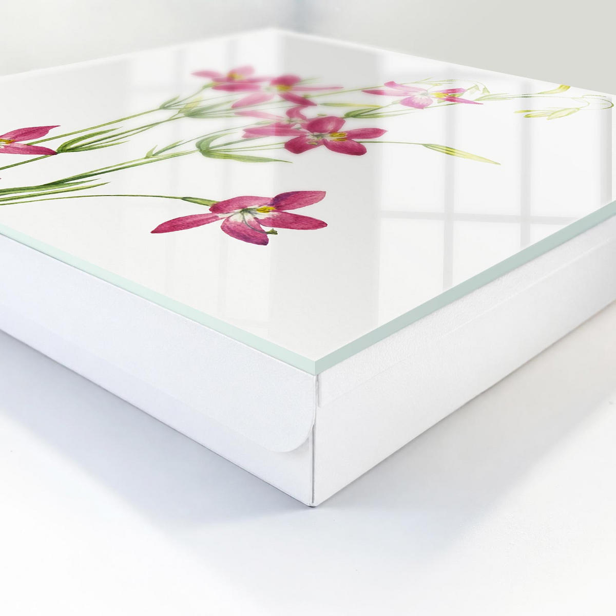 SCHLÜSSELBOX Weiß 30x30 cm – Türöffnung nach rechts - Rosa Blüten - Pink, Metall (30/30/5cm) - TULUP