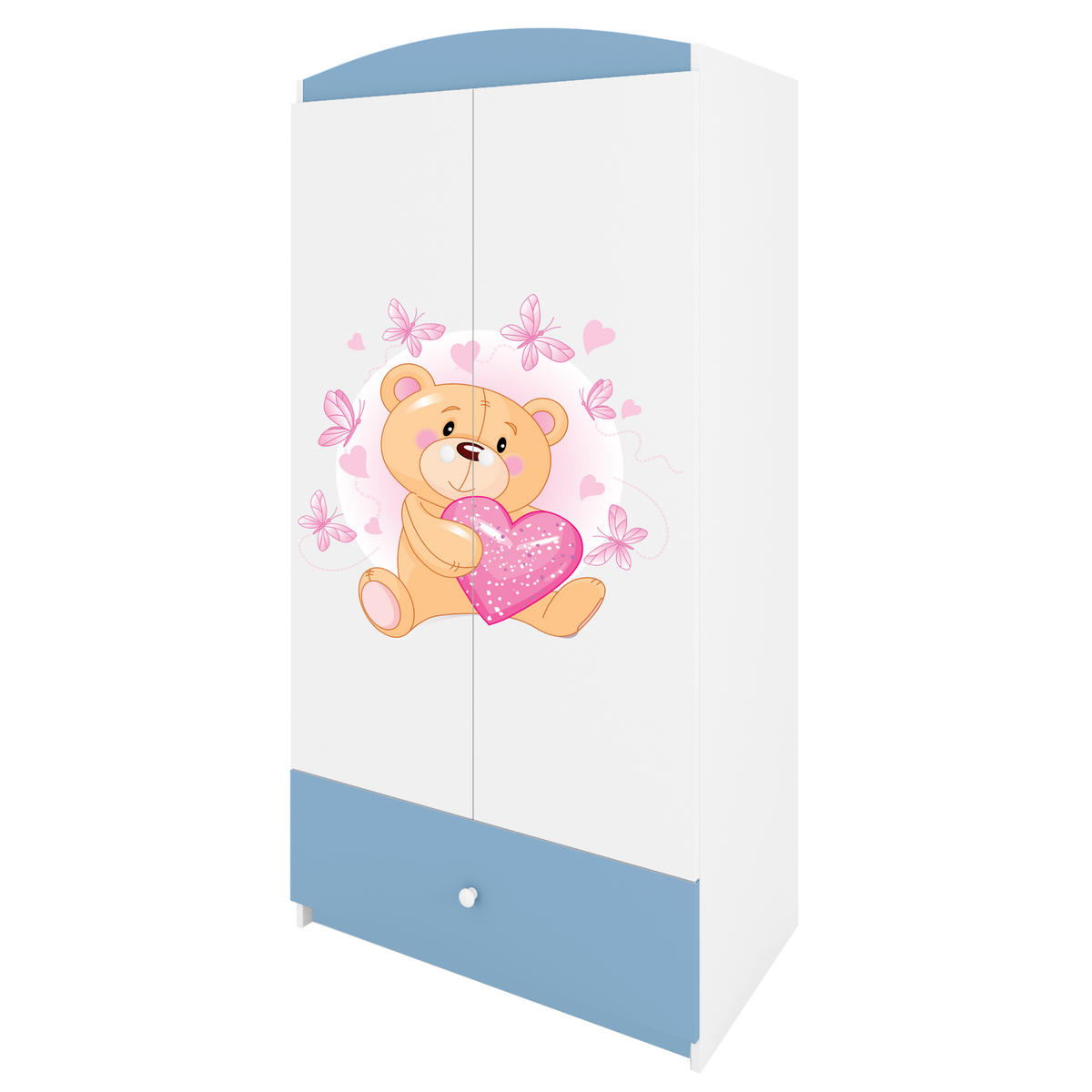 KINDERKLEIDERSCHRANK Teddybär I - Blau, Holzwerkstoff (90/175/52cm) - RAUMHIRSCH FURNITURE