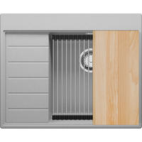 SPÜLBECKEN Sydney, 2-er set Grau 62/50 cm 1 Becken + Ablauf-Set + Küchenzubehörset ab 45er Unterschrank - Chromfarben/Beige, Kunststoff (62/20/50cm) - Primagran