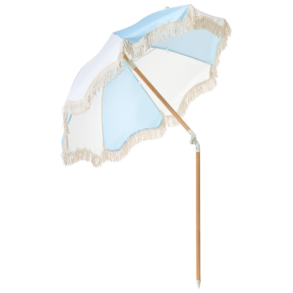 SLUNEČNÍK 155 cm Světle modrý Mondello - bílá/modrá, dřevo (155/155cm) - Beliani