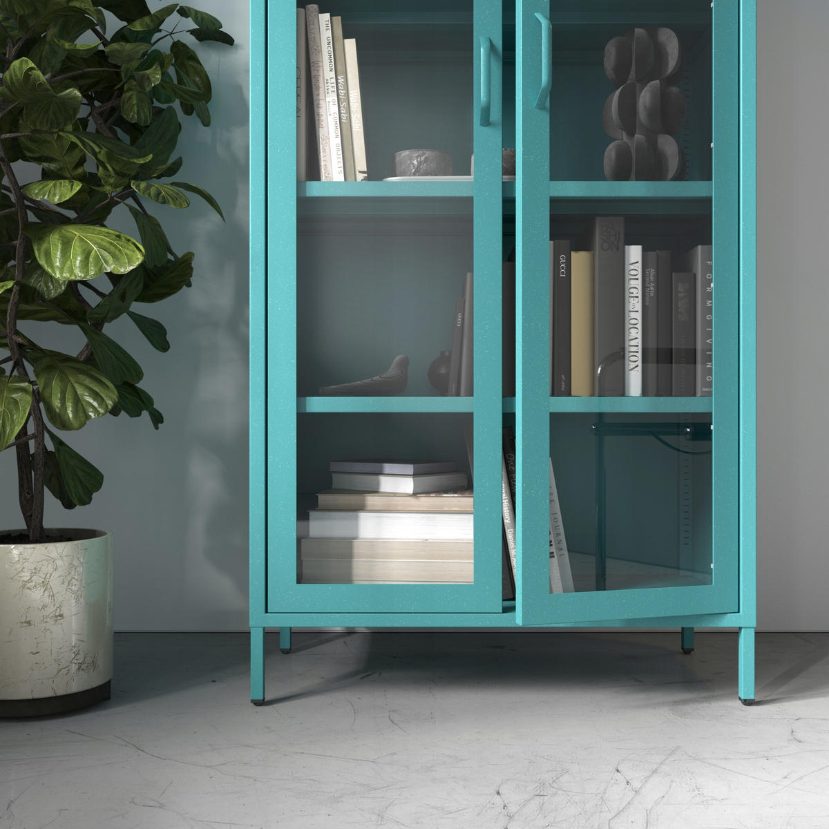 VITRINE für das Wohnzimmer ANGELO Modern - Blau, Metall (80/185/45cm) - Jan Nowak