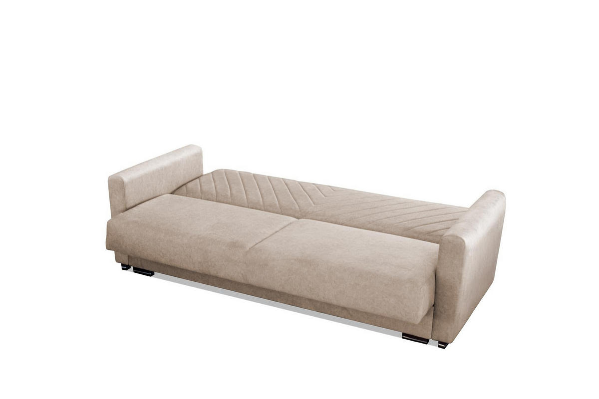SOFA Vera Grau, mit Schlaffunktion und Bettzeugablage - Grau, Holzwerkstoff (227/95/100cm) - Bettso