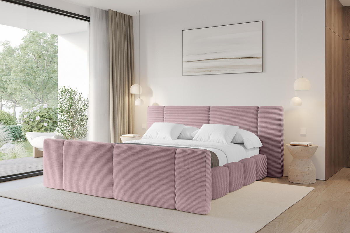 POLSTERBETT mit Bettkasten, Fußteil und Lattenrost, Boxbett ohne Matratze - NILO-Z 180x200 Rosa - Rosa, Holzwerkstoff/Textil (180/200cm) - ALTDECOR