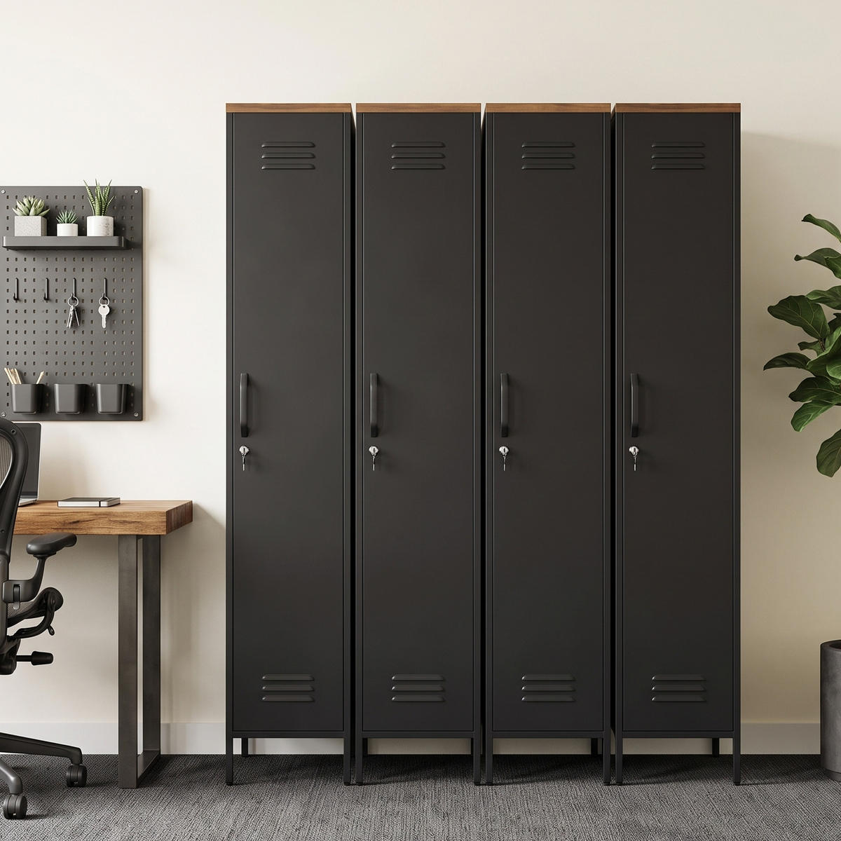 KLEIDERSCHRANK Metall Schwarz - Schwarz, Kunststoff/Metall (35/183/46cm) - HOMCOM