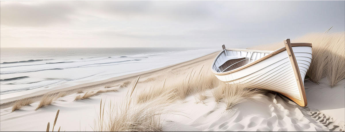 GLASBILD 80x30 cm Strand und Meer - Beige, Glas (80/30cm) - artissimo