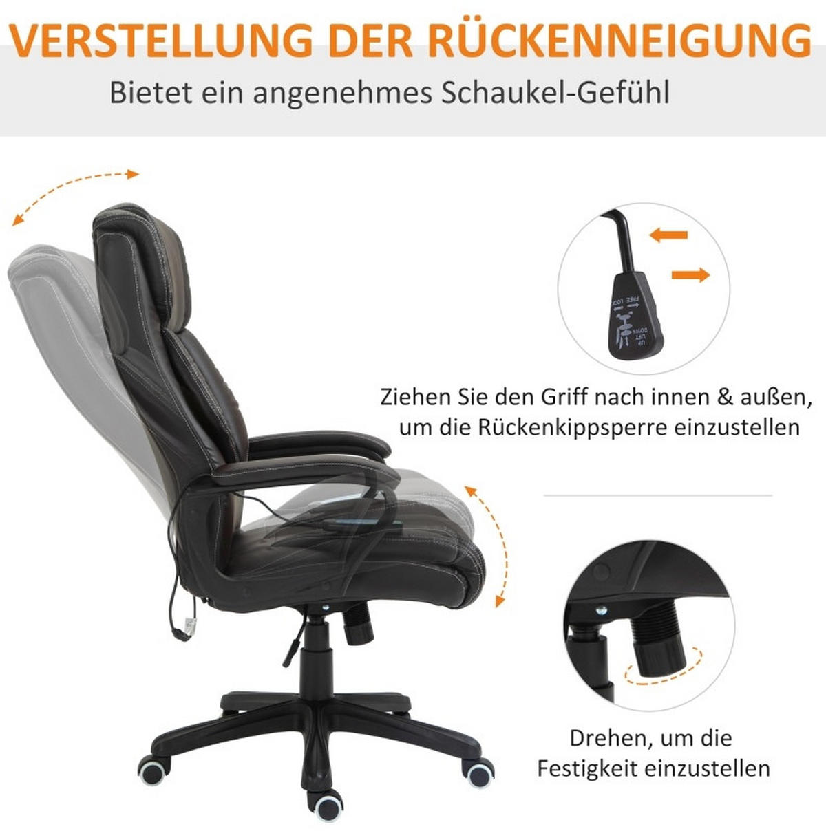 GAMINGSTUHL 64/112-120/74 cm Braun aus Bonded Leather mit 6-Punkte-Massagefunktion - Braun, Kunststoff (64/120/74cm) - OKMYHOME