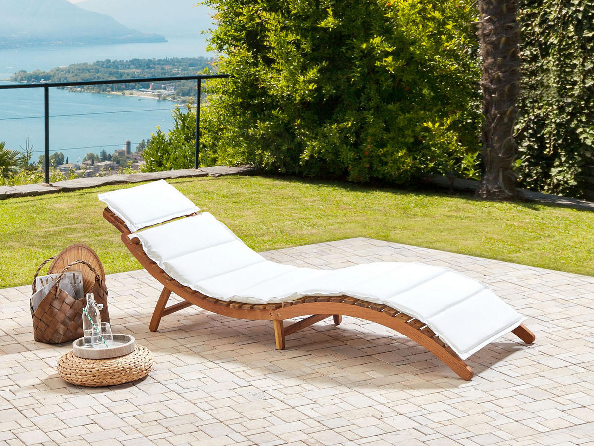 GARTENLIEGE Heller Holzfarbton Luino - Hellbraun/Weiß, Holz (60/54/188cm) - Beliani