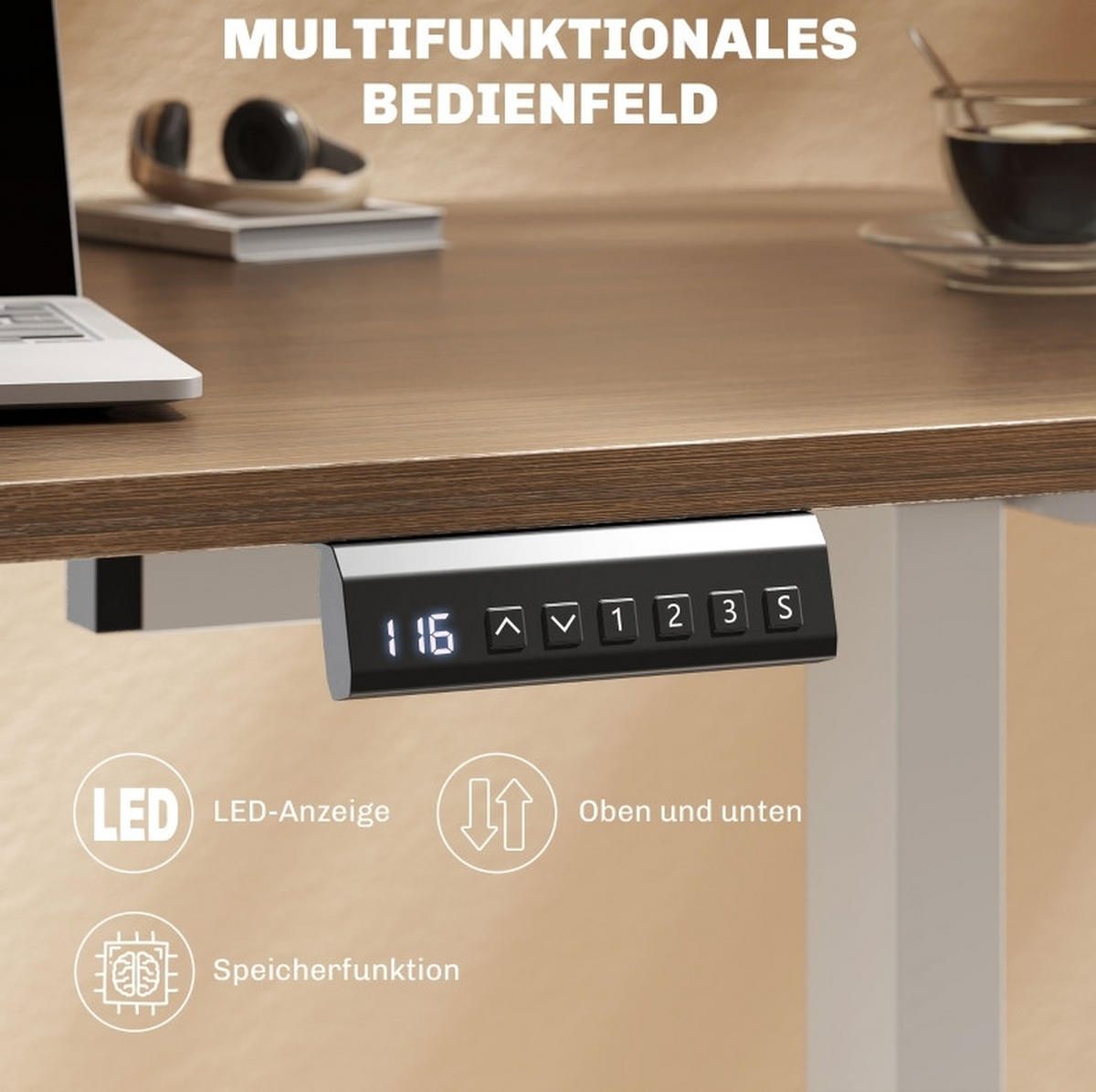 SCHREIBTISCHGESTELL elektrisch höhenverstellbar 70-118 cm Stahl White - Weiß, Metall (83/45/118cm) - Meubliv