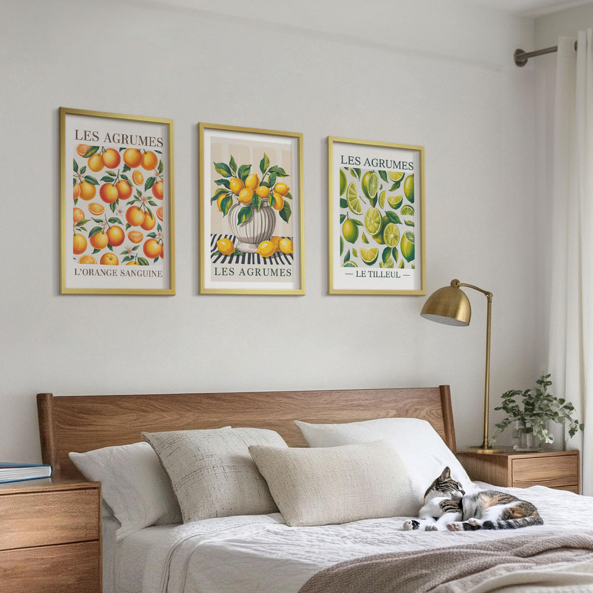 WANDBILDER 3er Set - 40x60 cm Goldrahmen - Zitrusfrüchte in farbenfrohen Varianten - Goldfarben, Kunststoff (40/60cm) - ArtPrintCave