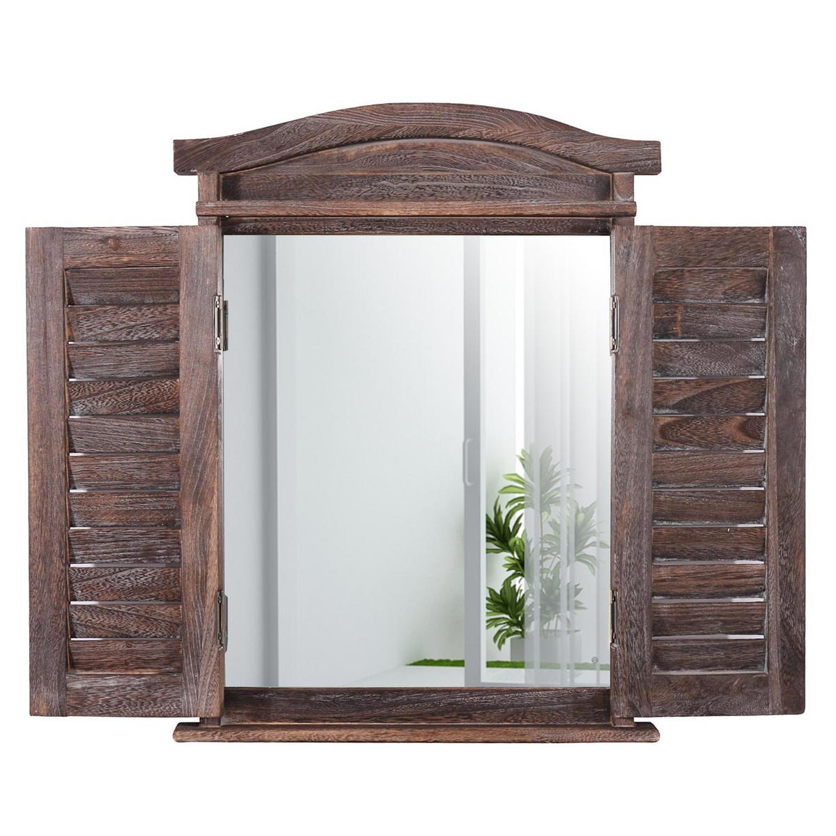 WANDSPIEGEL MIT FENSTERLÄDEN Dunkelbraun - Dunkelbraun, Holz (42/53/5cm) - MCW