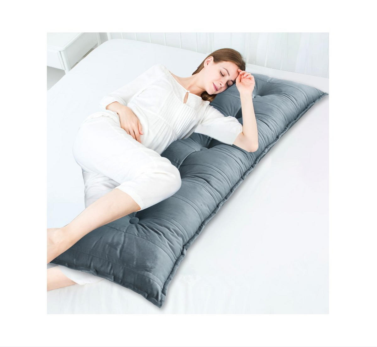 RÜCKENKISSEN Samtlook Grau 120 cm - Grau, Textil (45/120cm) - Vercart