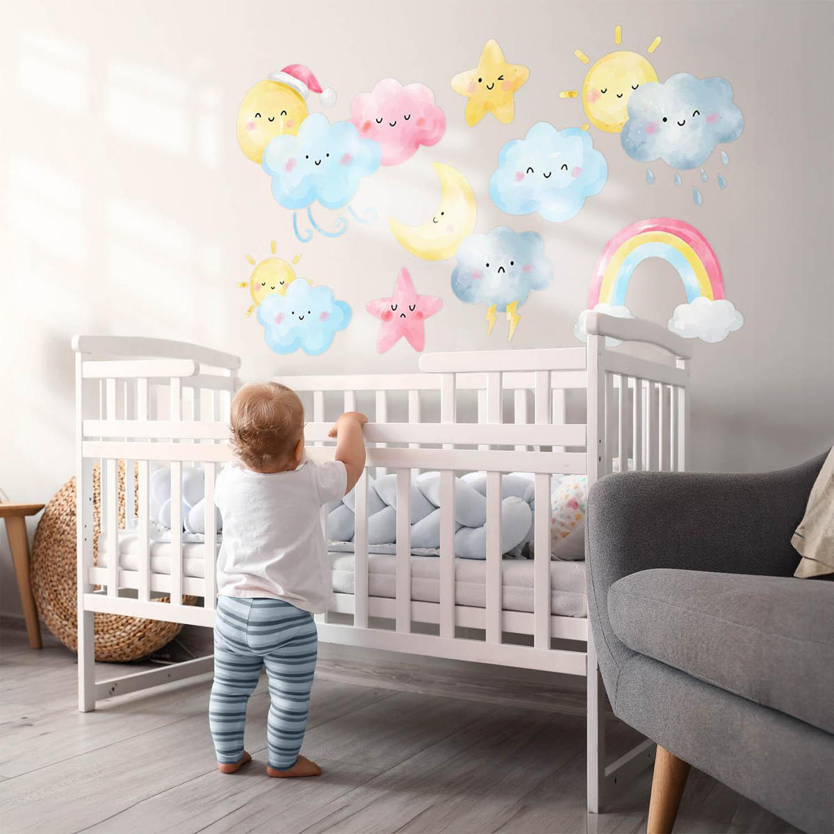 WANDAUFKLEBER 60x89cm - Natur-Pastellelemente - Multicolor, Kunststoff (60/89/0.1cm) - Wallfluent