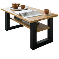 COUCHTISCH Eiche, grau 90 x 50 cm, Wohnzimmertisch mit Ablage - Dunkelgrau/Eiche Artisan, Holzwerkstoff/Metall (90/50/42cm) - Inn.Furn