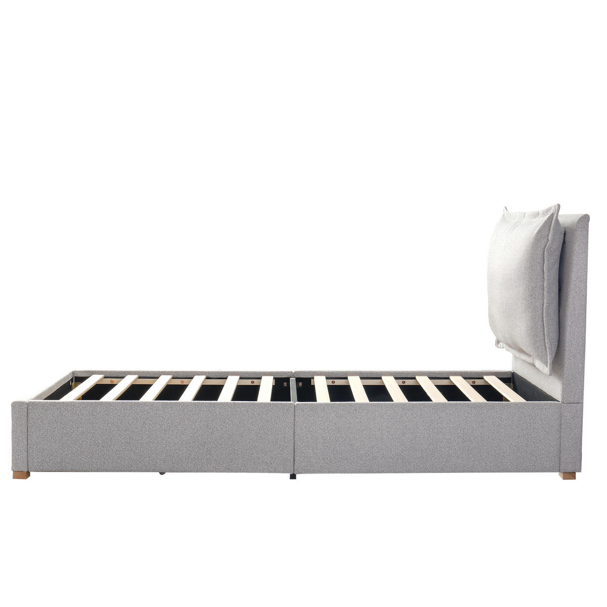 POLSTERBETT aus Chenille 90 x 200 cm in Grau mit Lattenrost & Schublade - Grau, Textil (90/200cm) - Modfu