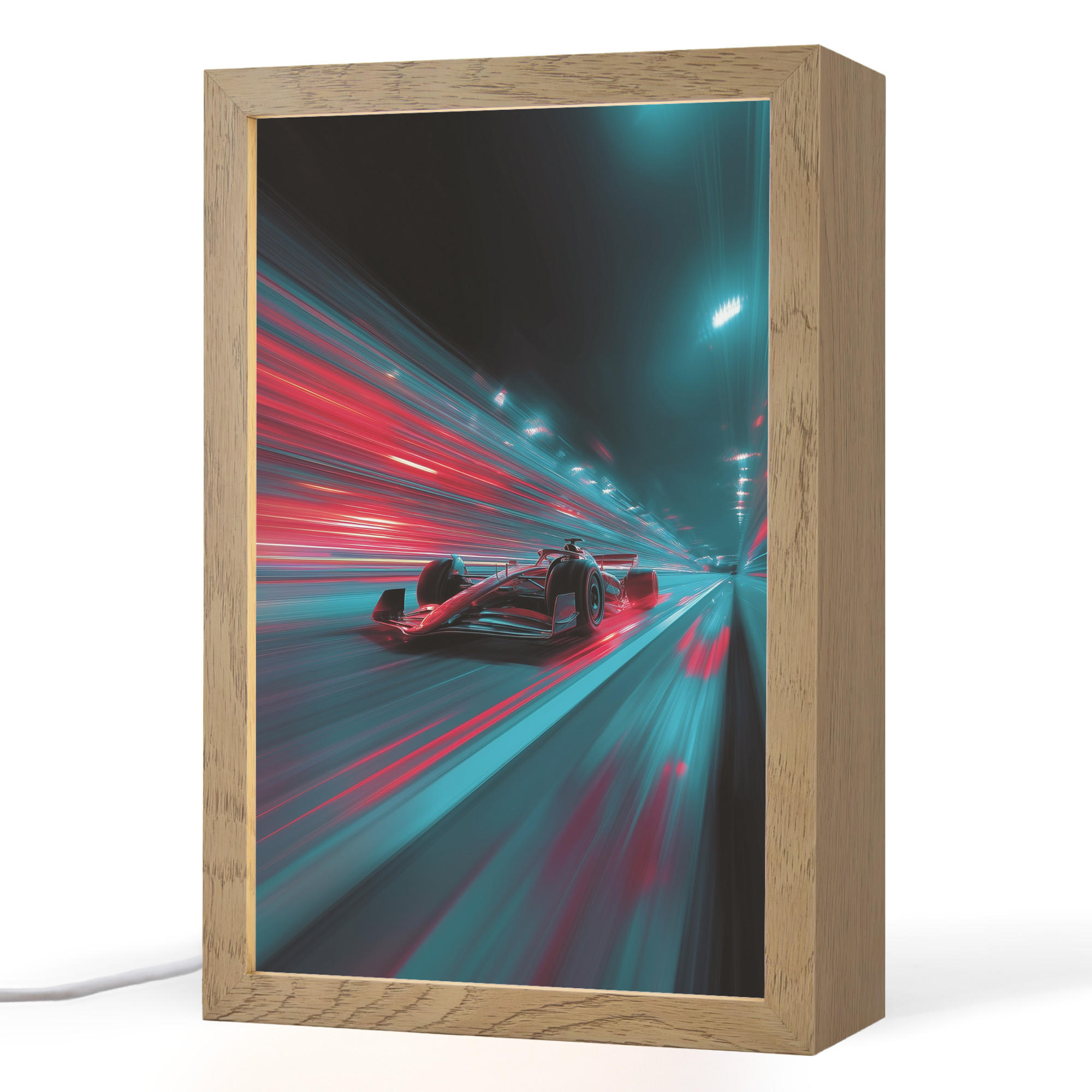 NACHTTISCHLAMPE Rennwagen - Rot - Geschwindigkeit 20x30 cm - Türkis, Holzwerkstoff (8/20/30cm)