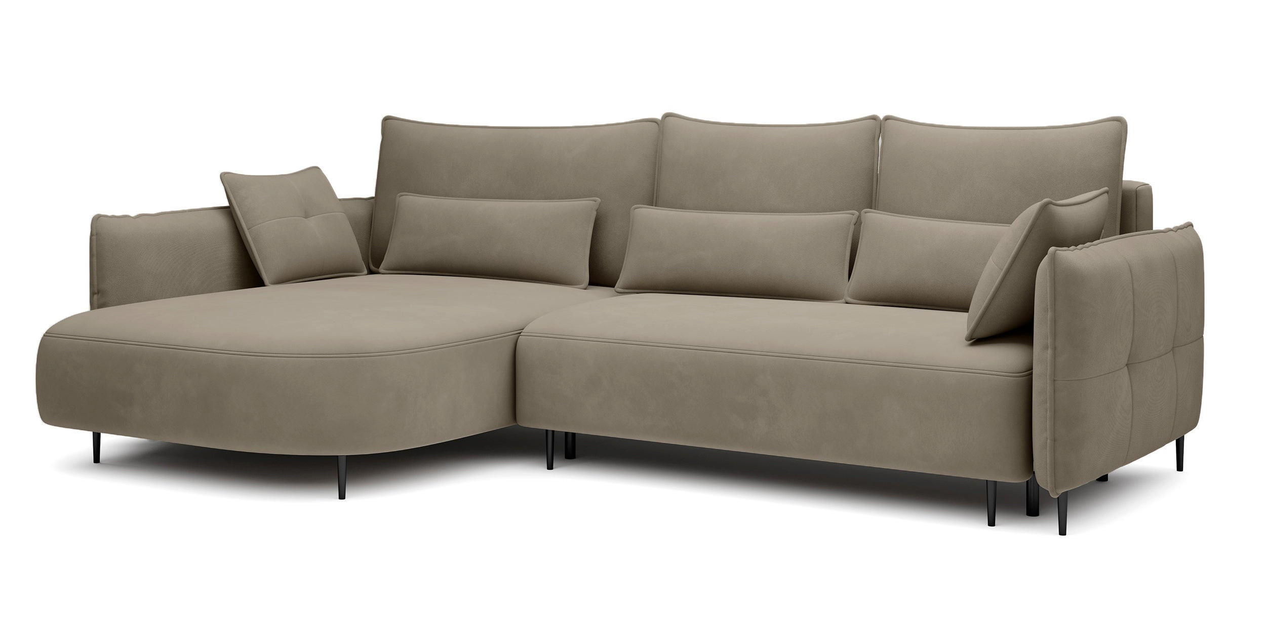 ECKSOFA Oblivio Hellbraun Velours - Hellbraun/Schwarz, Textil/Metall (285/200cm) - Selsey