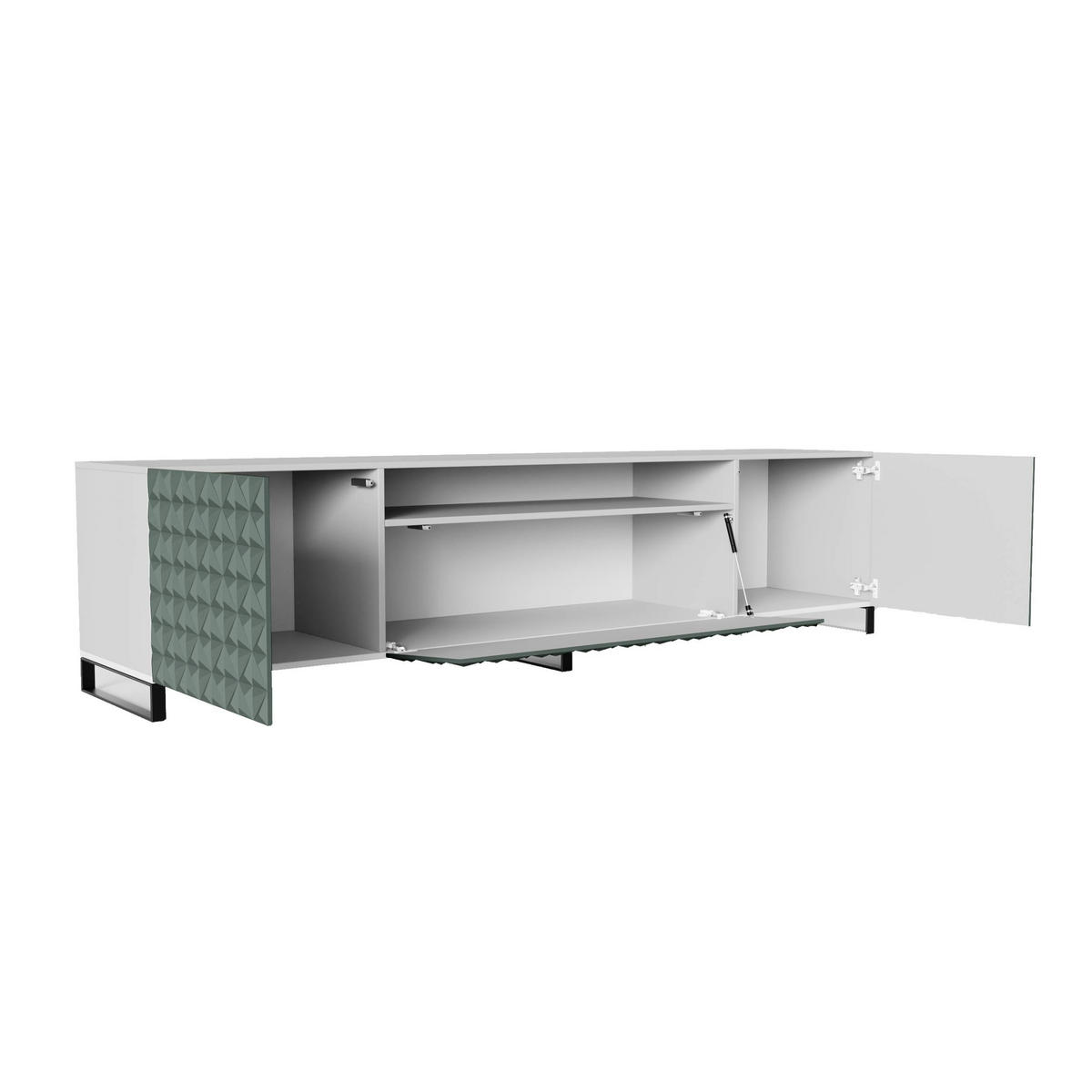 TV-SCHRANK CALI - Weiß/Grün, Holzwerkstoff (200/53/41cm) - Meblini