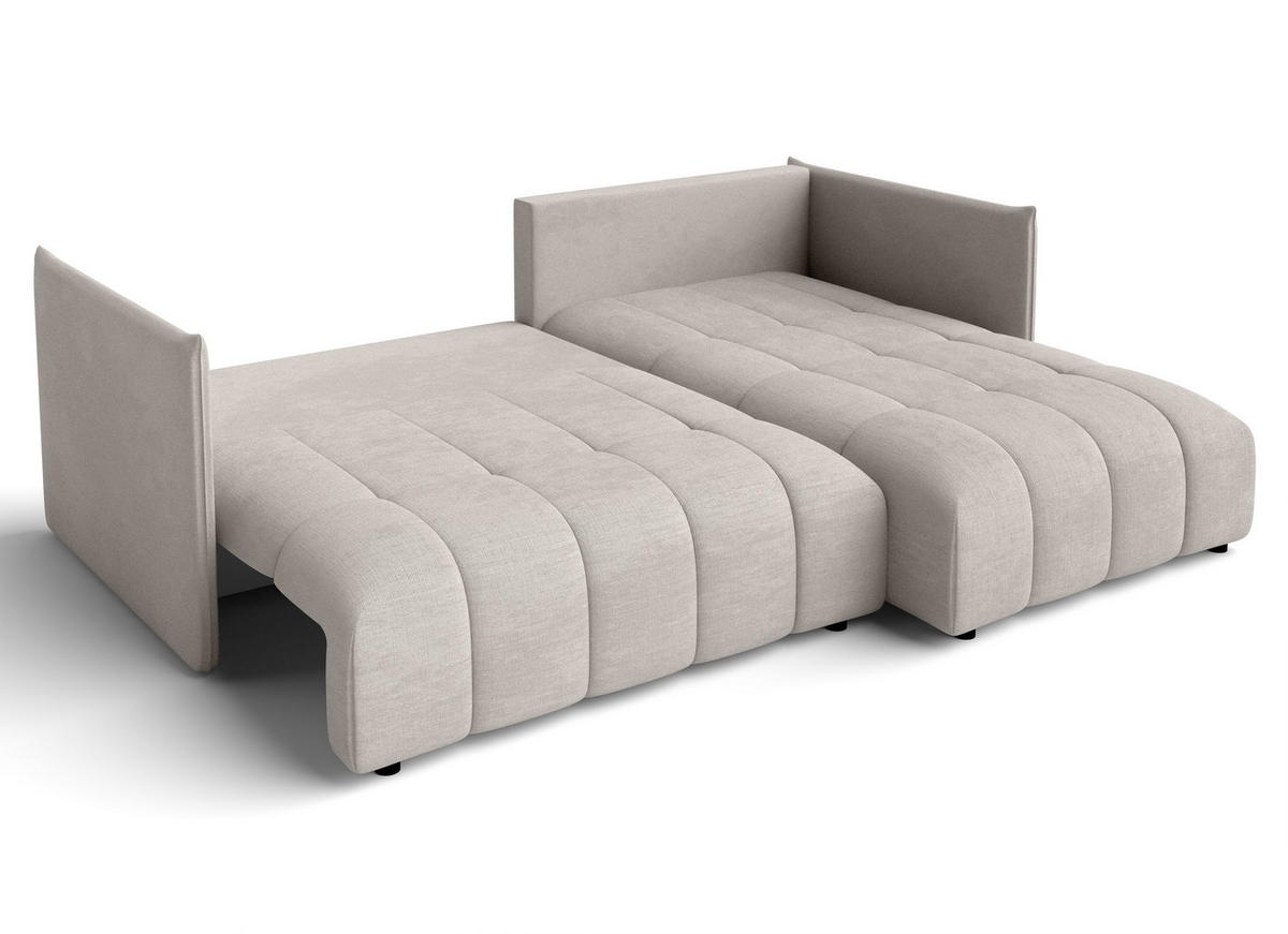 ECKSOFA L Form Cosmova Beige 245/182/83 cm mit Schlaffunktion - Beige/Schwarz, Kunststoff/Textil (245/182cm) - AX Living