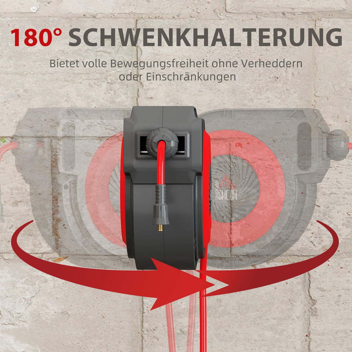 AUTOMATIK Druckluftschlauchtrommel 15m+1,5m Druckluftschlauch, max. Druck: 10Bar - Multicolor, Kunststoff (20/36/37cm) - HOMCOM