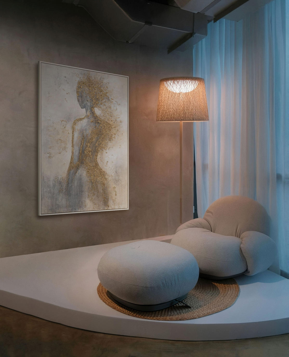 GEMÄLDE Goldene Aura Schattenfugenrahmen Eichefarben 60x40 cm - Eichefarben, Holz (60/40cm) - YS-art gallery
