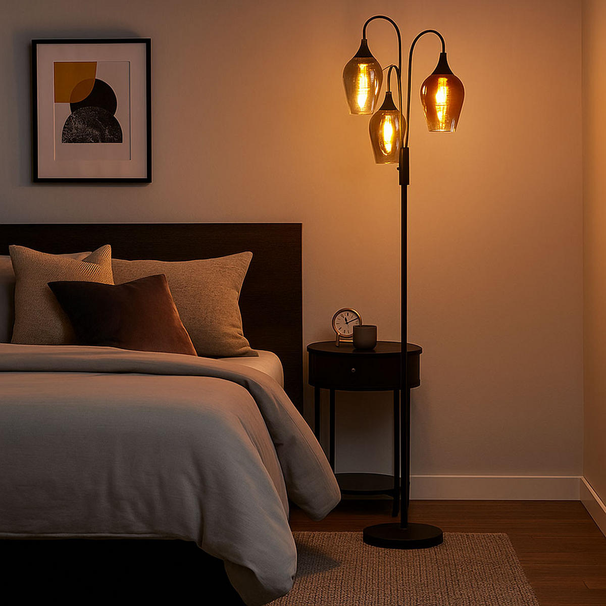 LED STEHLEUCHTE Glas Schwarz Chrom Kupfer - Schwarz, Glas (43/43/165cm) - Globo Lighting