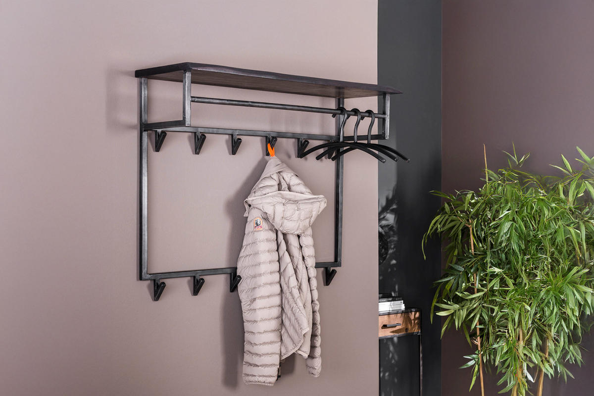 GARDEROBE ADORA Schwarz Akazie - Schwarz, Metall (100/80/30cm) - KAWOLA