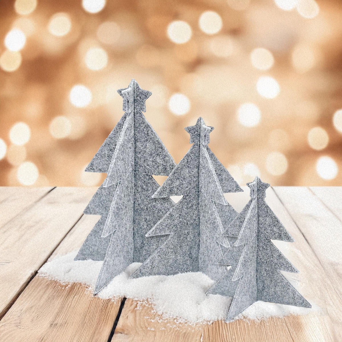 DEKO-TANNENBAUM XMAS 3er-Set - Hellgrau, Textil (21/21cm) - Miqio Design