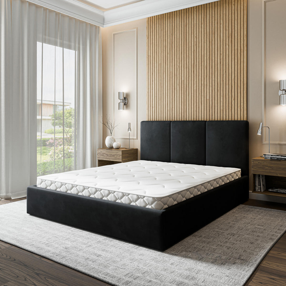 ČALOUNĚNÁ Postel AZURI 120x200 cm Černá - černá, kompozitní dřevo/textil (120/200cm) - MASSENO