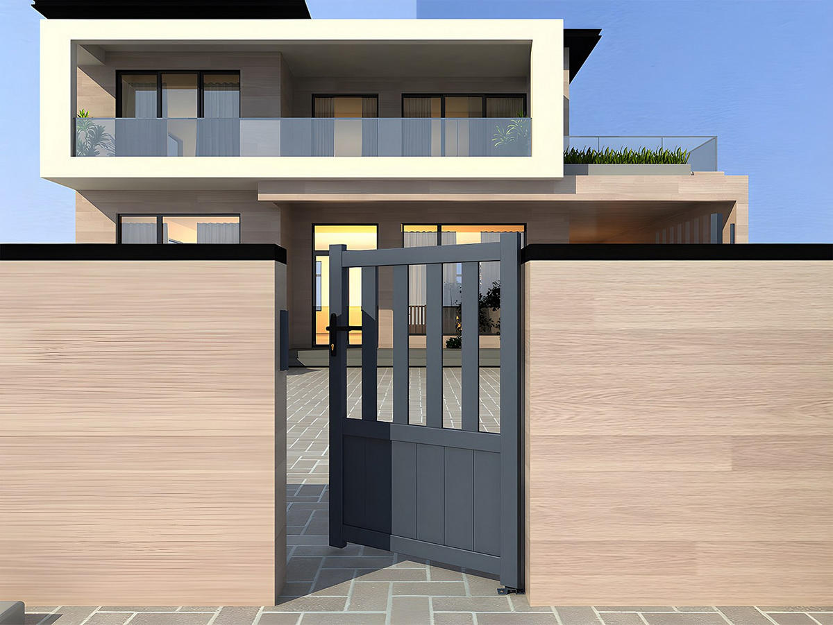 GARTENTOR Flügeltor - 104 x 148 cm - Aluminium - Anthrazit - TARNOS II - Anthrazit, Metall (99.25/140cm) - Vente-Unique