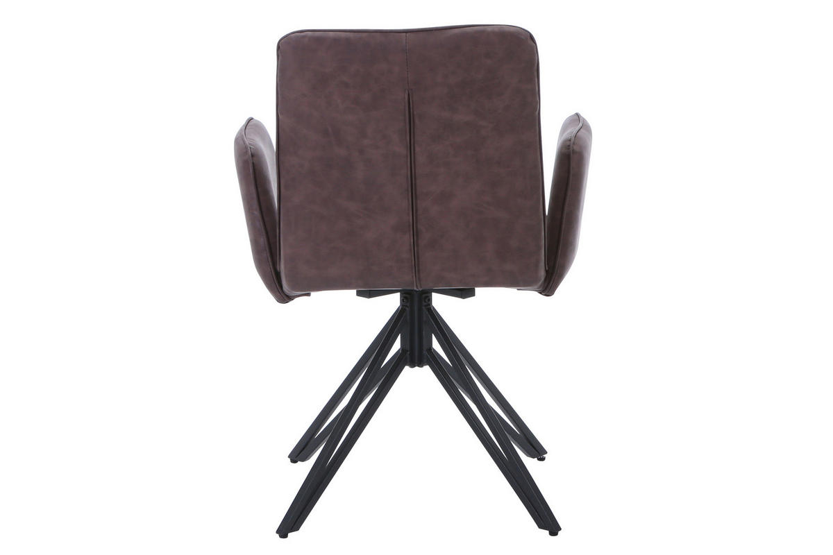 DREHSTUHL CEBU - Nussbaumfarben/Schwarz, Leder/Metall (50/85/50cm) - SAM