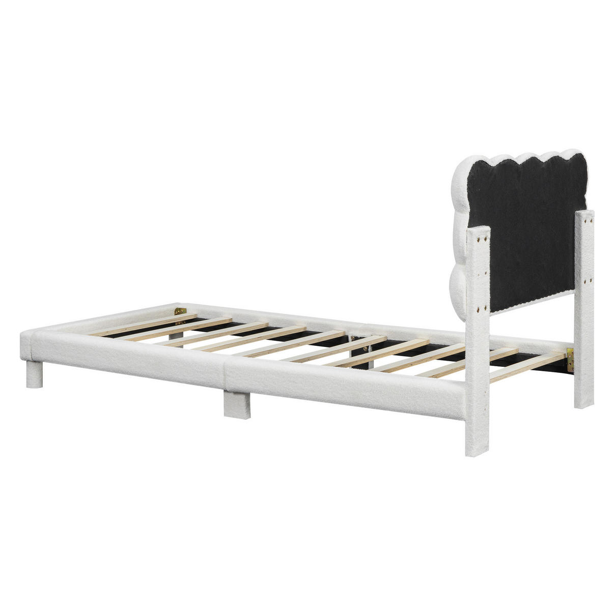ČALOUNĚNÁ postel 90/200 cm bílá z plyše a MDF s nastavitelným čelem - bílá, textil (90/200cm) - OKWISH