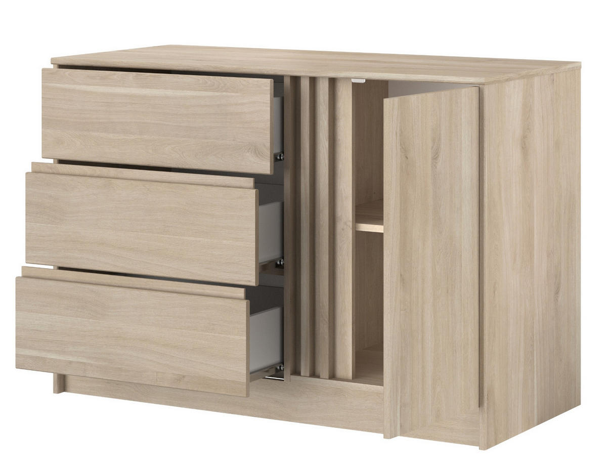 JUGENDZIMMER 3-teilig, Eiche japanisch, Komplettset mit Bett 140 x 200, Kleiderschrank, Kommode - Eichefarben, Holzwerkstoff (185/203/217cm) - Parisot Meuble