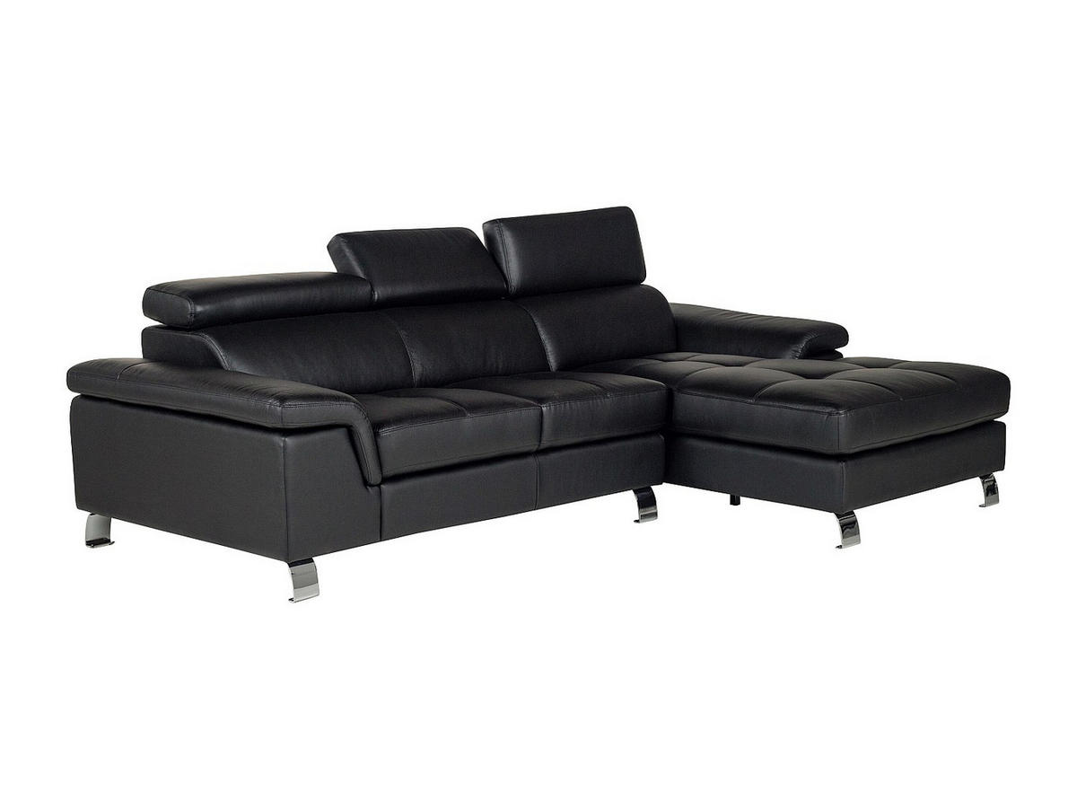 SOFA - 4 Personen - leder - schwarz Mishima - Schwarz, Leder (260/79/167cm) - Vente-Unique
