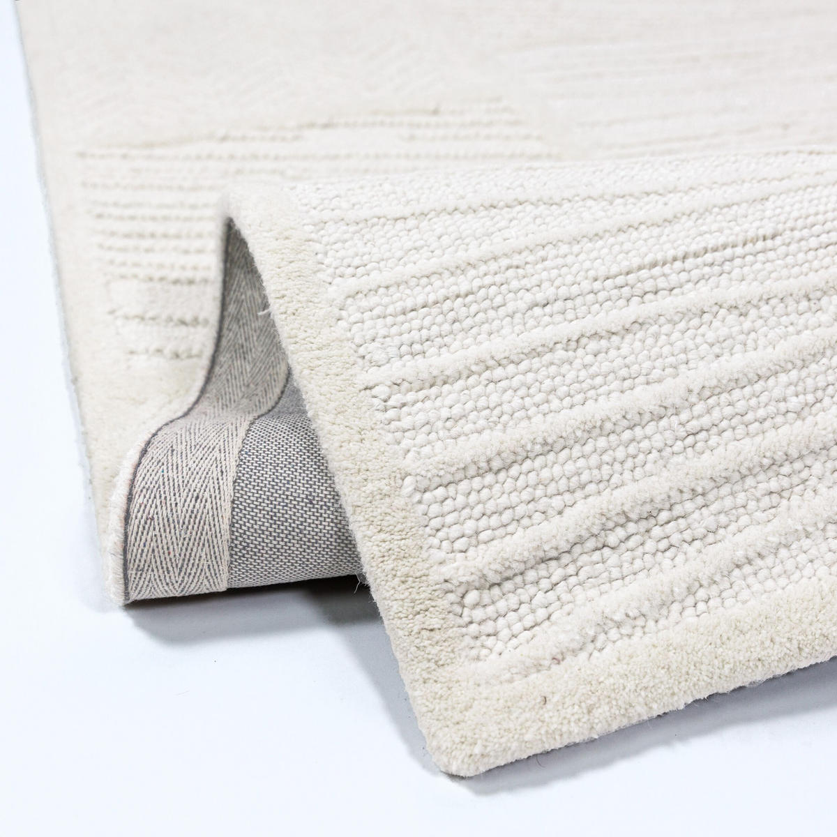 WOLLTEPPICH CARVE, geometrisch, Weiß, 80 x 300 cm - Beige, Textil (80/300cm) - KADIMA DESIGN