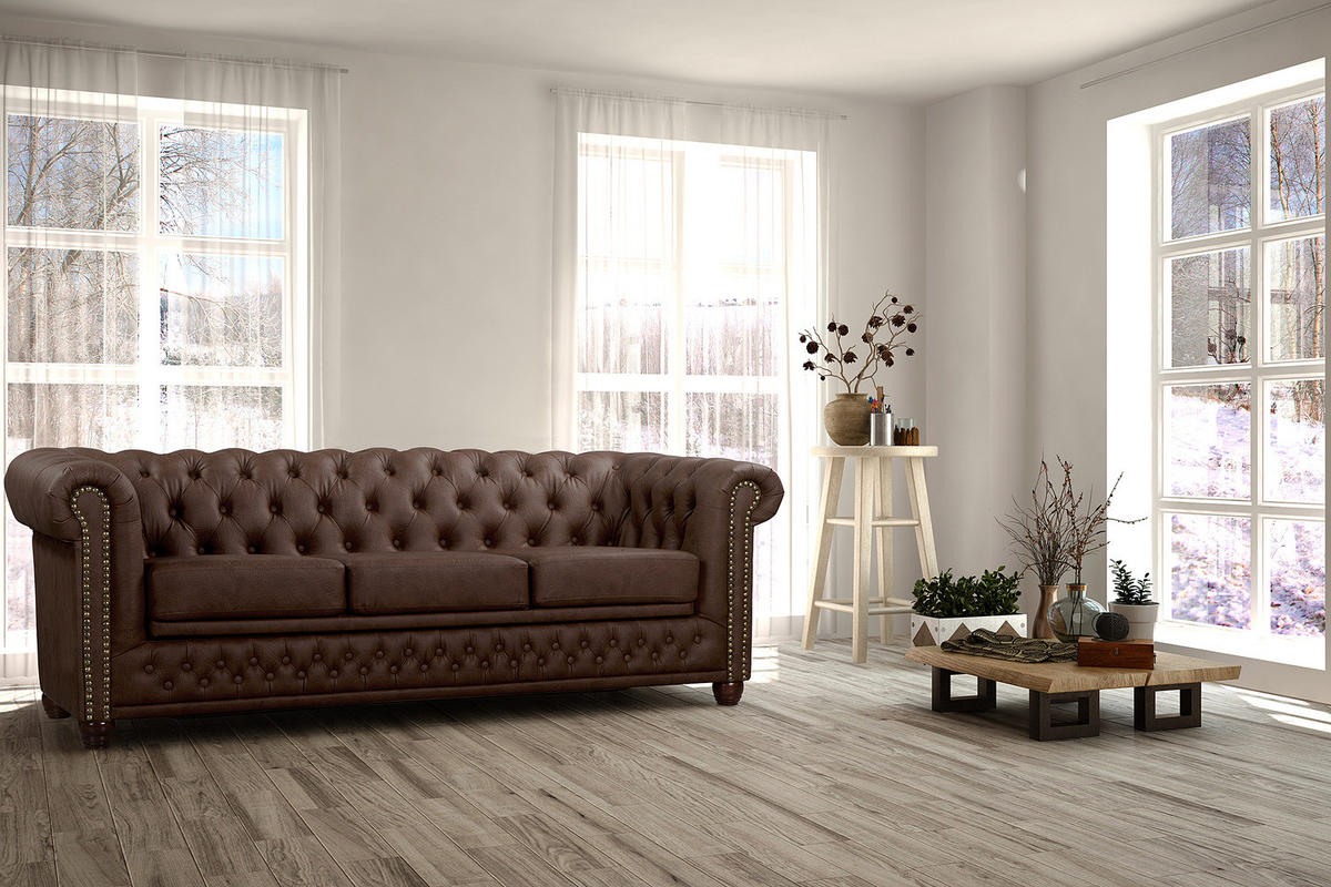 3-SITZER SOFA - Dunkelbraun, Kunststoff (203/72/86cm) - home24