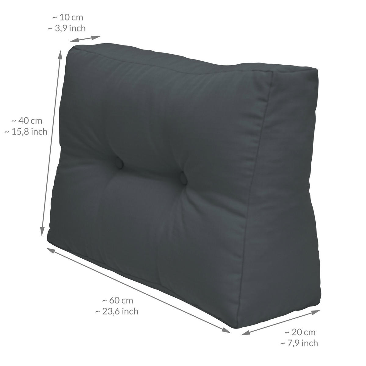 PALETTENKISSEN Eco Elements Sitz + Rücken Graphitgrau (2tlg) - Graphitfarben, Textil (80/15/120cm) - Beautissu 