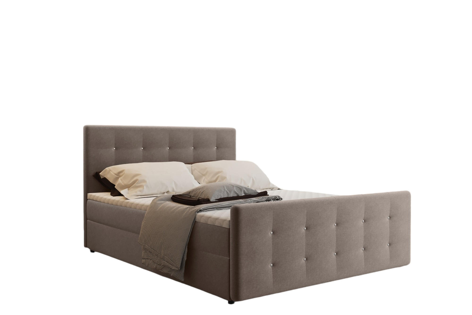 Kaiser Möbel KONTINENTÁLNÍ POSTEL s úložným prostorem, matrací a topperem AMOR Tmavě béžová 160x200 cm H3-Bonell